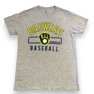 MLB Brewers T Shirt Top Major League Baseball Milwaukee Wisconsin Gray Small